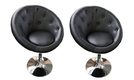 Stylish Round Chrome Hydraulic 360-degree swivel Bar Stool, set of 2(black)