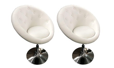 Stylish Round Chrome Hydraulic 360-degree swivel Bar Stool, set of 2(white)