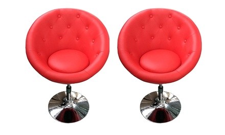 Stylish Round Chrome Hydraulic 360-degree swivel Bar Stool, set of 2 (Red)