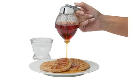 Honey Dispenser No Drip Glass Maple Syrup Dispenser Glass Honey Jar with Stand