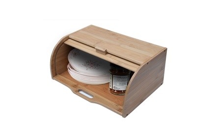 Tuscom Natural Wooden Roll Top Bread Box Kitchen Food Storage (Bamboo)