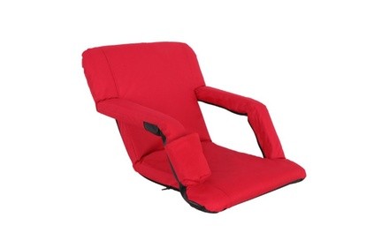 Portable Red Stadium Chair, Reclining w/ Cup Holder (Set of 2)