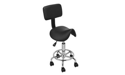 Saddle Shape Adjustable Salon Stool with Back 2 Colors