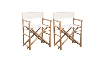 Folding Director's Chair - 2 pcs Bamboo and Canvas