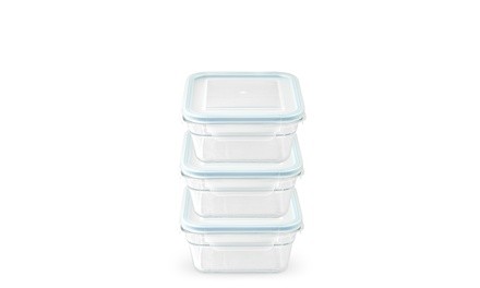 Glasslock Square Food Storage 3 Container Set (1.5cups/355ml)