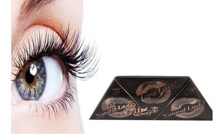 3 Pair Long Lasting False Eye Lashes No Mess No Hassle Natural Eyelashes