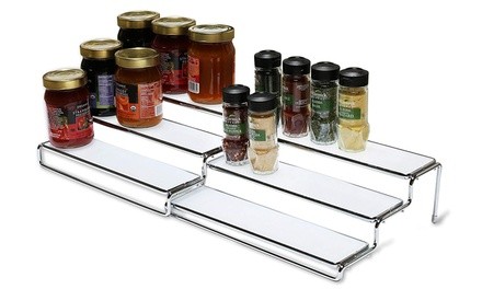 DecoBros 3 Tier Expandable Cabinet Spice Rack Step Shelf Organizer 