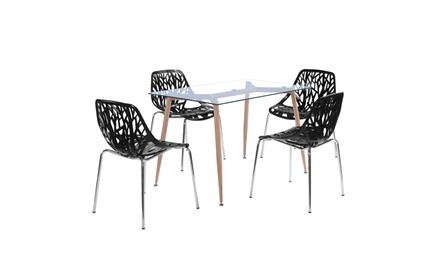 4pcs Bird's Nest Style Lounge Chair Black