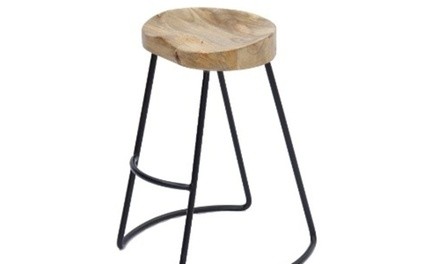 The Urban Port Wooden Barstool with Iron Legs