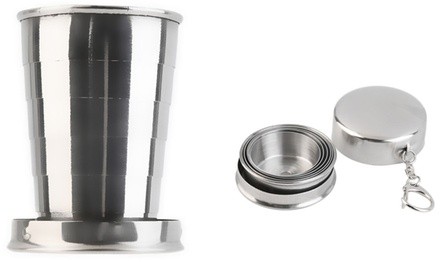 1Pc 75ml Stainless Steel Folding Cup Outdoor Camping Traveling 