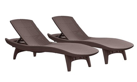 Keter Pacific 2-Pack All-weather Adjustable Outdoor Patio Chaise Lounge