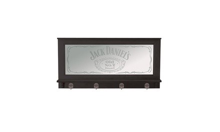 Jack Daniels Bar Mirror with Pewter Hooks