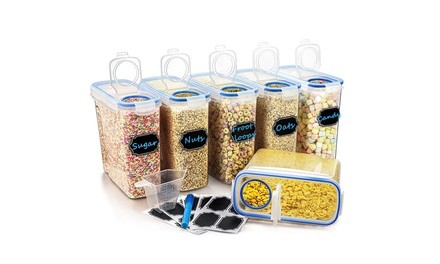 Plastic Cereal Containers Set  6 Large 16.9 Cups, 135.3oz