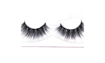 1 Pair 3D Natural Mink Glue Adhesive Long Fake Eyelashes Pack Reusable