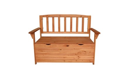 Outdoor 31 LBS Wood Furni Backyard Patio Chair Garden Bench w/Storage