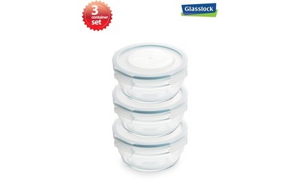 Glasslock Round Food Storage 3 Container Set (3.1cups/733ml)