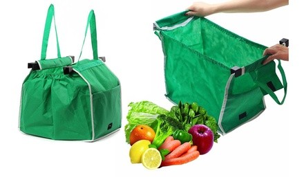 Great 2 Bags Reusable Clip-to-Cart Shopping Bag