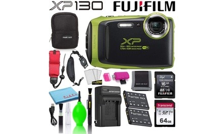 Fujifilm FinePix XP130 Waterproof Digital Camera Lime Advanced Accessory Bundle 