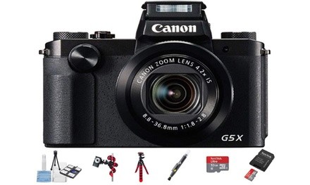  Canon PowerShot G5 X Digital Camera Black  2 Tripods  32GB microSD  