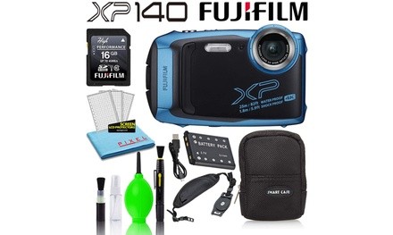 Fujifilm FinePix XP140 Waterproof Digital Camera Sky Blue Basic Accessory Bundle