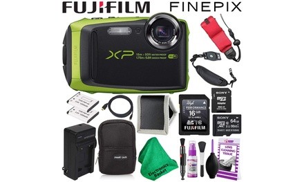 Fujifilm FinePix XP125 Waterproof Digital Camera Lime Essential Accessory Bundle