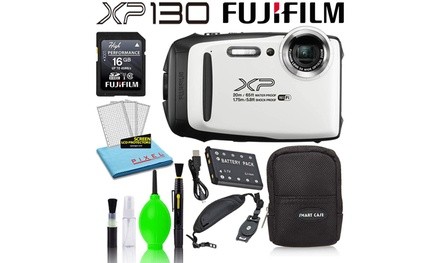 Fujifilm FinePix XP130 Waterproof Digital Camera White Basic Accessory Bundle