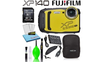 Fujifilm FinePix XP140 Waterproof Digital Camera Yellow Basic Accessory Bundle 