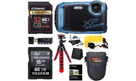 Fujifilm Finepix XP140 Blue Point and Shoot Camera Bundle with Memory Cards, Tri