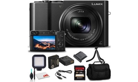 Panasonic Lumix DMC-ZS100 Digital Camera Black DMC-ZS100K - Bundle - with 256GB 