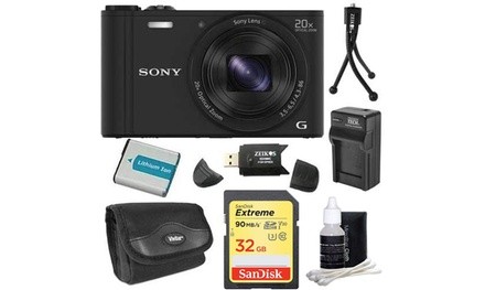 Sony Cyber-Shot DSC-WX350 Digital Camera Black Bundle with 32GB Memory Card,