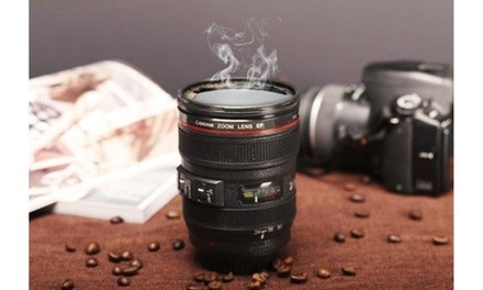 Camping Camera Lens Coffee Mug- Travel Size Thermos Cup W/ Stainless Steel