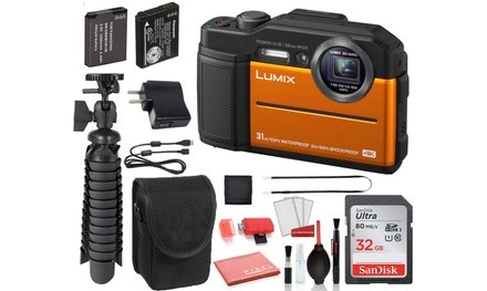 Panasonic Lumix DC-TS7 Digital Camera Orange DC-TS7D with Accessory Bundle Packa