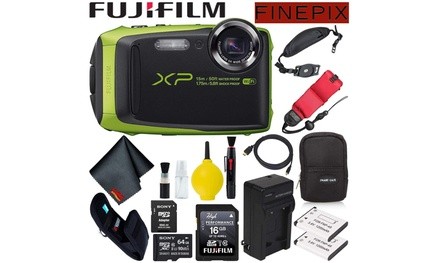 Fujifilm FinePix XP125 Waterproof Digital Camera Lime Large Accessory Bundle Inc