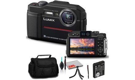 Panasonic Lumix DC-TS7 Digital Camera Black DC-TS7K - Bundle - with 12 Inch Flex