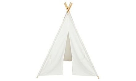 4pcs Wooden Poles Teepee Tent for Kids Raw White