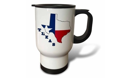  Travel Mug Texas state flag in the outline map and letters of Texas. - 14oz 