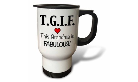  Travel Mug TGIF This Grandma is Fabulous, Red - 14oz 