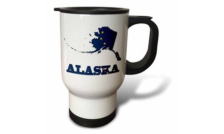  Travel Mug Alaska state flag in the outline map and letters of Alaska - 14oz 