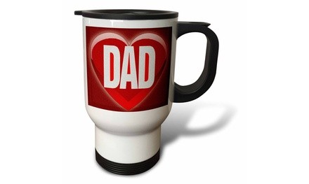  Travel Mug Dad Greeting with Heart Texture - 14oz 