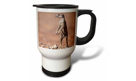  Travel Mug South Africa, Kgalagadi, Lone Suricate wildlife-AF42 PSO0109 - Paul