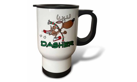  Travel Mug Cute Running Reindeer Dasher - 14oz 