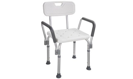 Medical Bathtub Shower Seat Chair Bench Stool Armrest Back Adjustable Heights