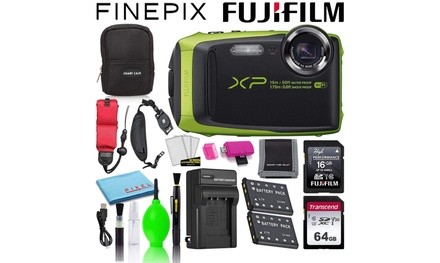 Fujifilm FinePix XP125 Waterproof Digital Camera Lime Advanced Accessory Bundle 