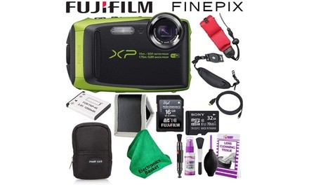 Fujifilm FinePix XP125 Waterproof Digital Camera Lime Mid-Range Accessory Bundle