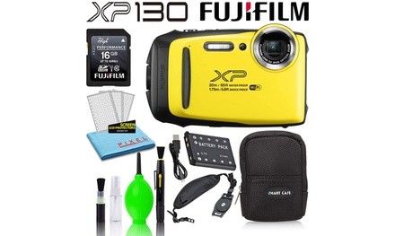 Fujifilm FinePix XP130 Waterproof Digital Camera Yellow Basic Accessory Bundle -