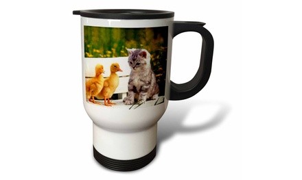  Travel Mug Kitten and Duck - 14oz 