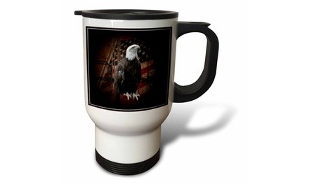  Travel Mug Bald Eagle with American Flag - 14oz 