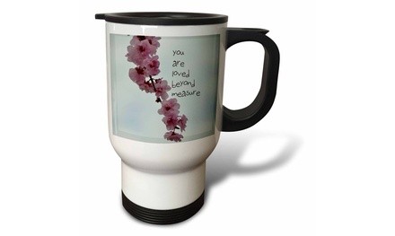  Travel Mug Pink Flowers Vine - You are Loved - Inspirational - Photography