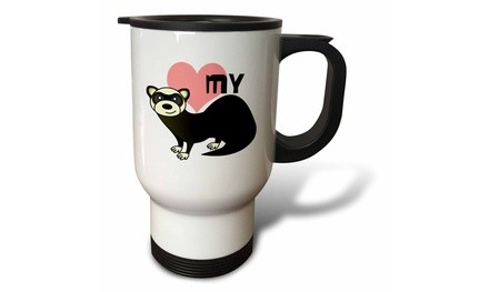  Travel Mug Love My Ferret White - 14oz 