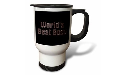  Travel Mug Worlds Best Boss on black background - 14oz 